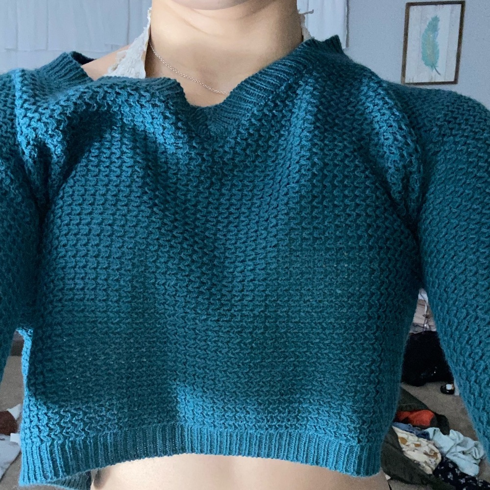 blue cropped sweater